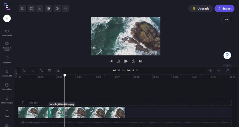 ClipChamp-Bearbeitungsoberfläche