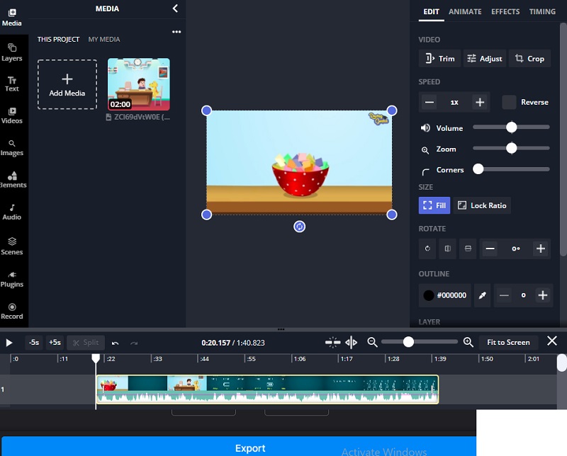 Video online schneiden Kapwing