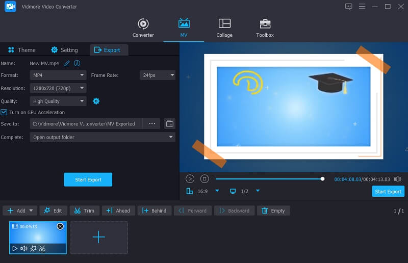 Ausgeblendete Audiodatei in Vidmore exportieren