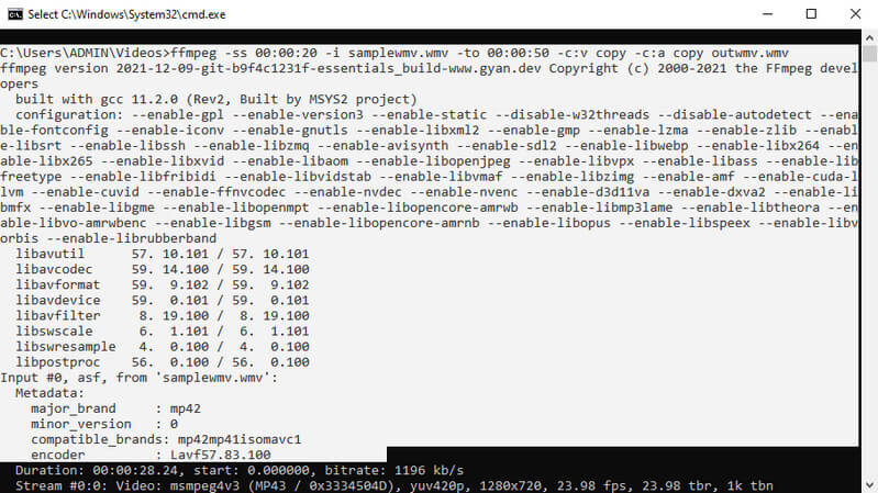 FFMPEG WMV schneiden