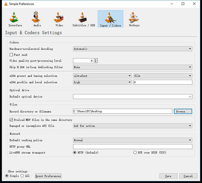 Video in Teile aufteilen VLC