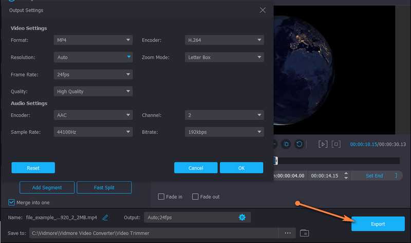 Vidmore Video exportieren