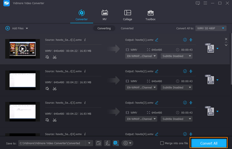 Vidmore geschnittenes WMV speichern