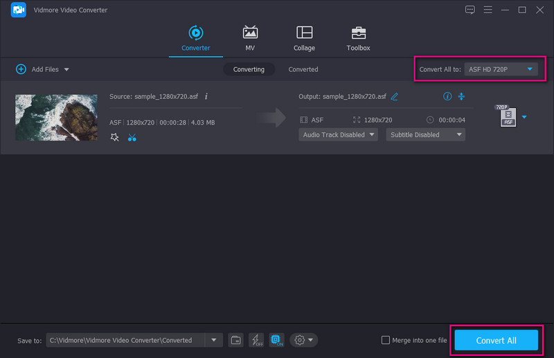 Vidmore Geschnittene ASF speichern