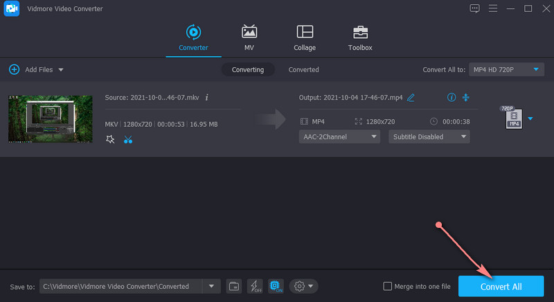Vidmore getrimmtes MKV speichern