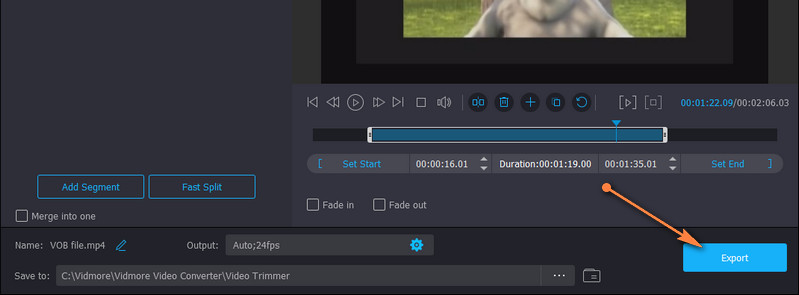 Vidmore – geschnittenes Video speichern