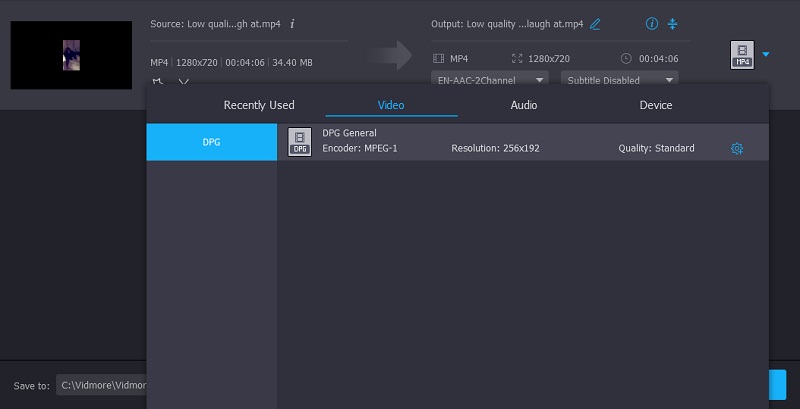 DPG in Vidmore wählen