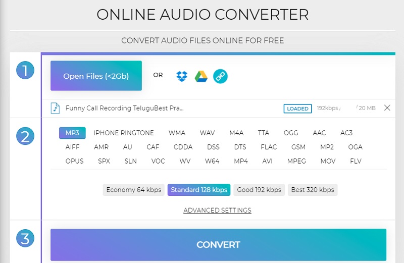 AC3 in DTS konvertieren Online Audio Converter