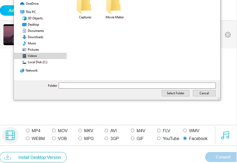 Facebook mit Vidmore Online konvertieren