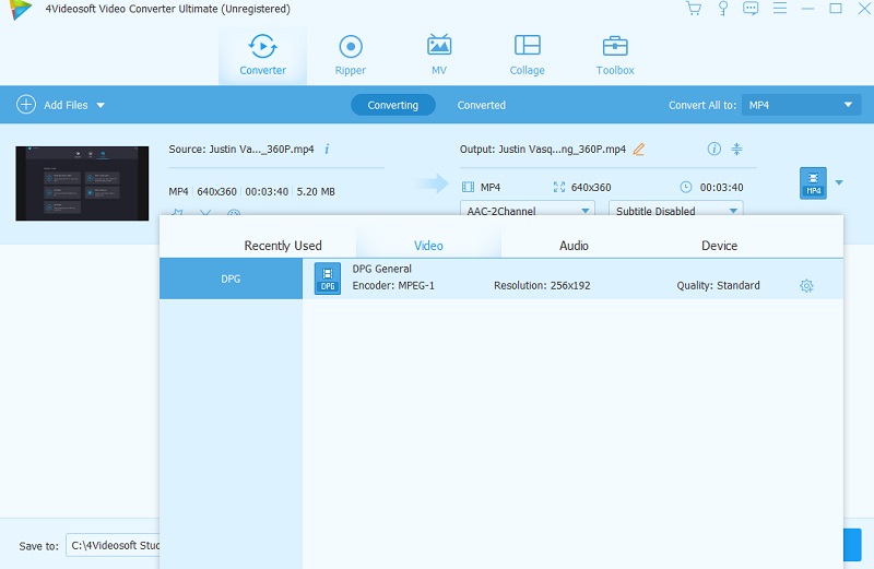 MP4 in DPG mit 4Videosoft Video Converter Ultimate konvertieren
