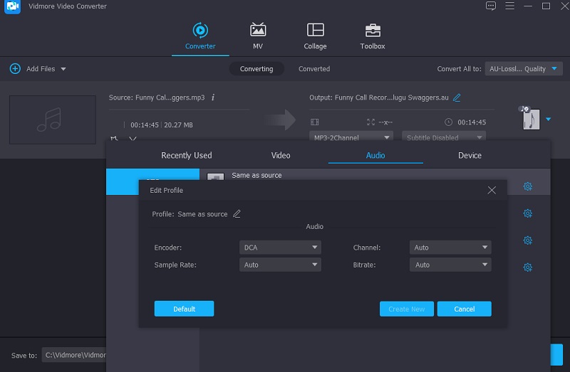 DTS-Datei in Vidmore bearbeiten