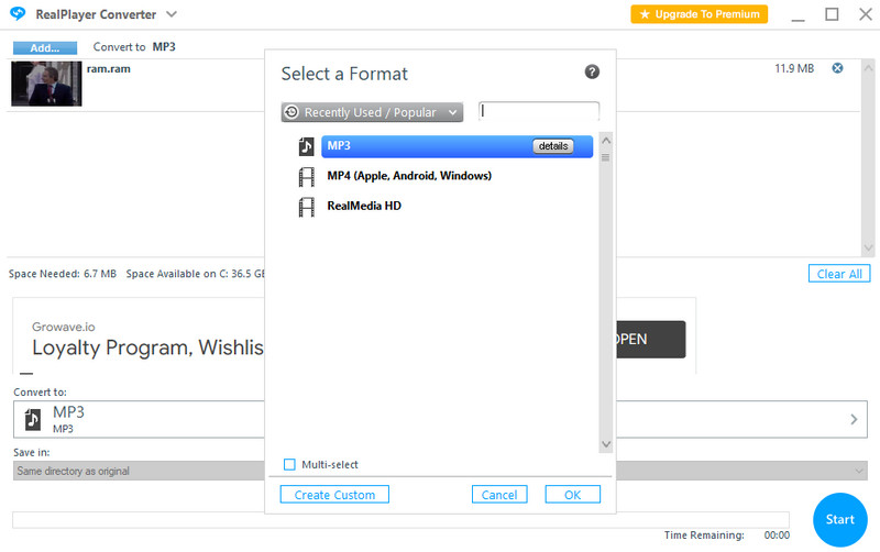 RealPlayer in MP3 konvertieren