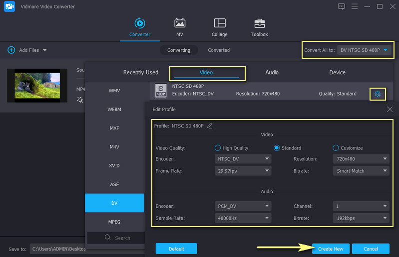 Vidmore Profil bearbeiten