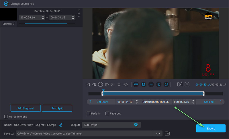 Vidmore – geschnittenes Video speichern