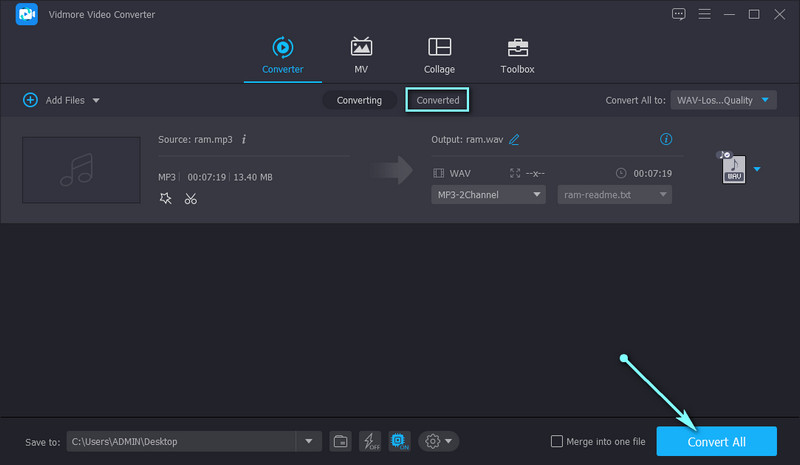 Vidmore Konvertierung starten