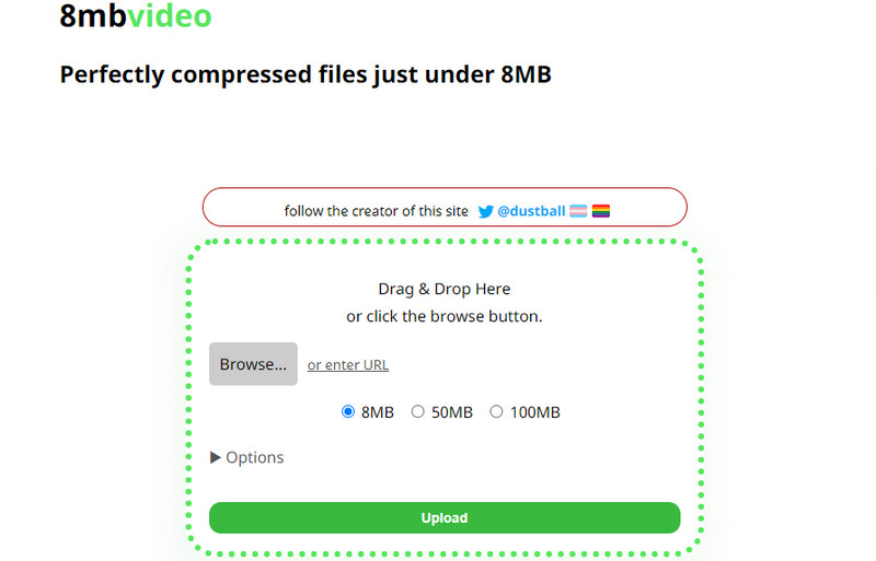 8MB‑Compressor‑Benutzeroberfläche