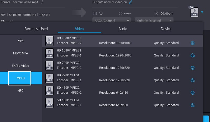 MPEG wählen Vidmore
