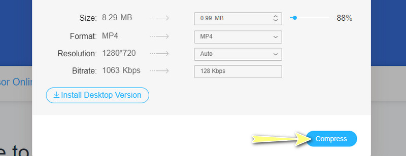 Komprimierung starten klicken