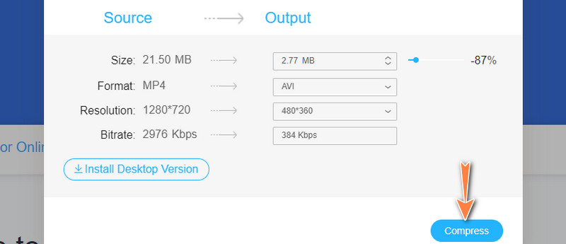 Komprimierung starten