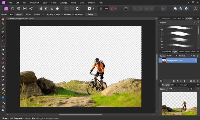 Löschen Affinity Photo