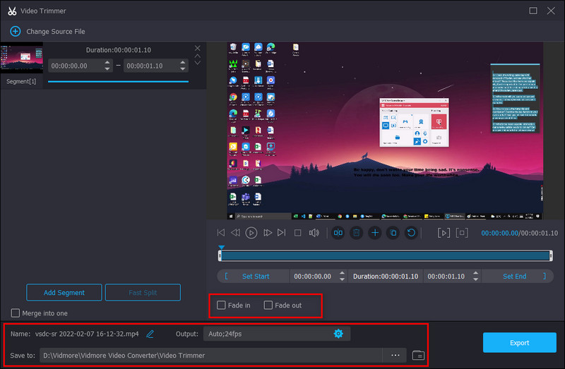 Ein- und Ausblenden Vidmore
