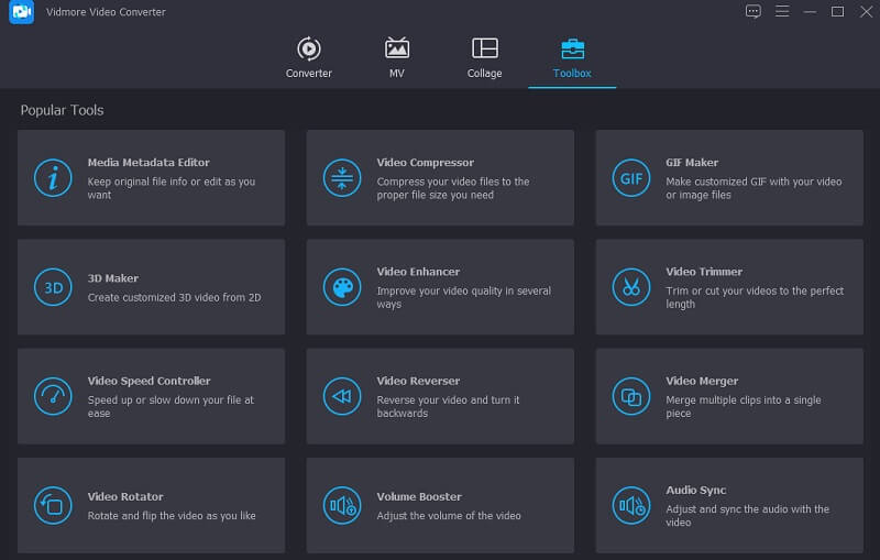 Zum Toolbox-Bereich von Vidmore gehen