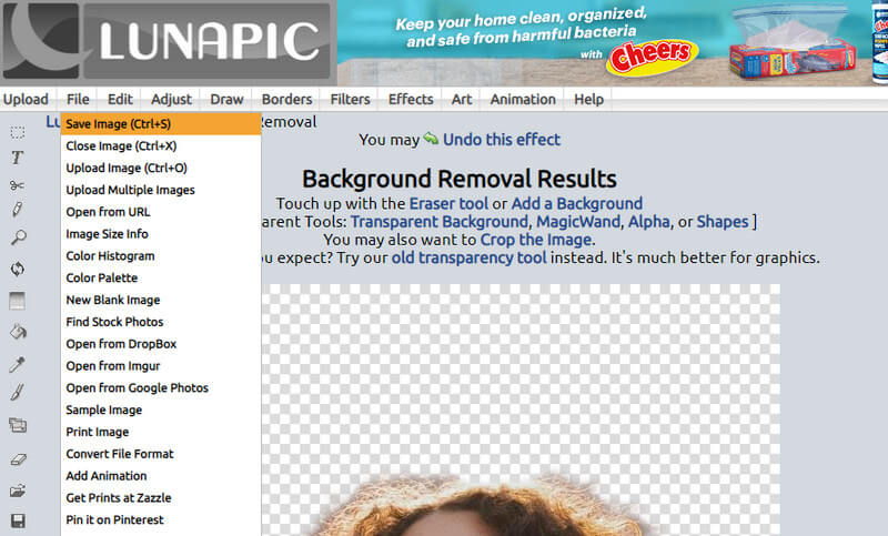 LunaPic Ausgabe speichern