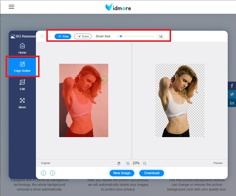 Vidmore Background Remover verfeinern