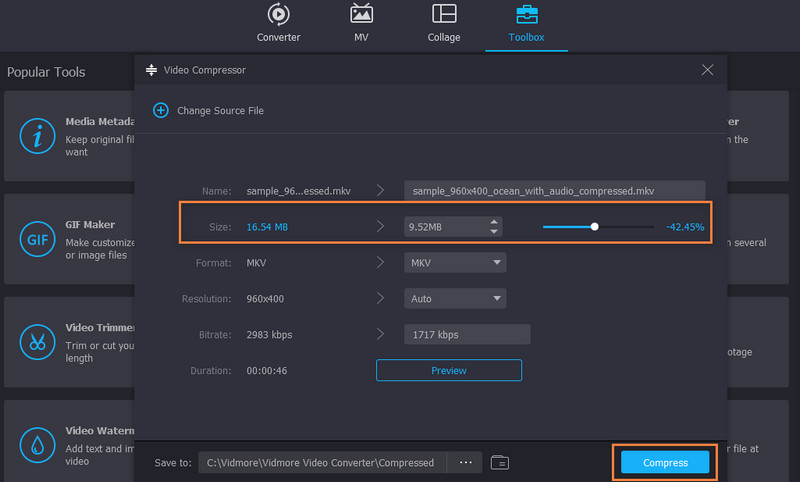 Schaltfläche „Start Compression“