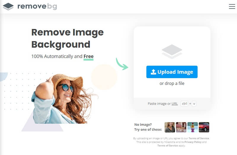 Bild hochladen in Removebg