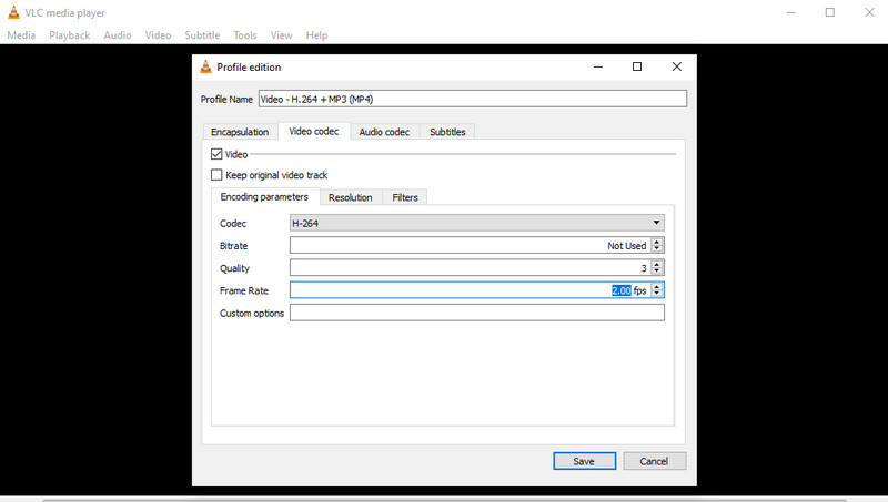 VLC-Kompressionsoberfläche