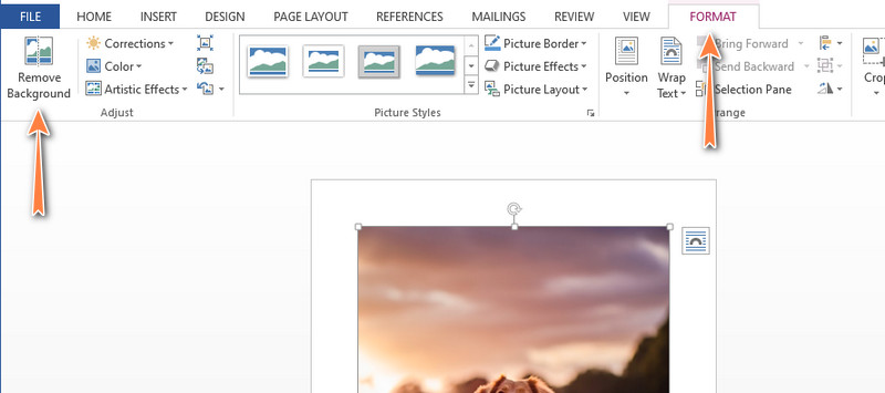 Word: Hintergrundentferner aufrufen