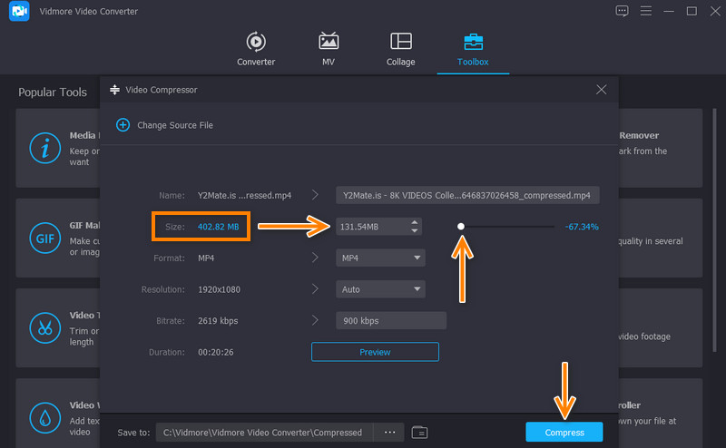 Komprimierung starten