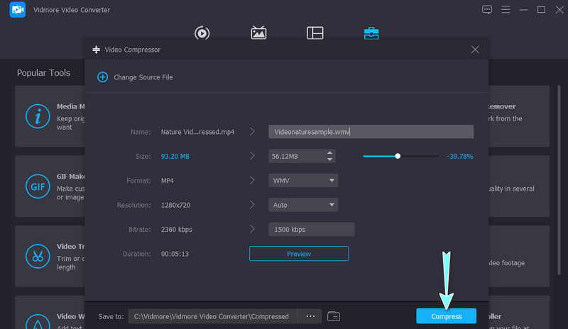 Mit der Komprimierung beginnen