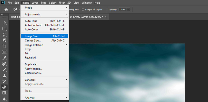 Option „Bildgröße“ aufrufen