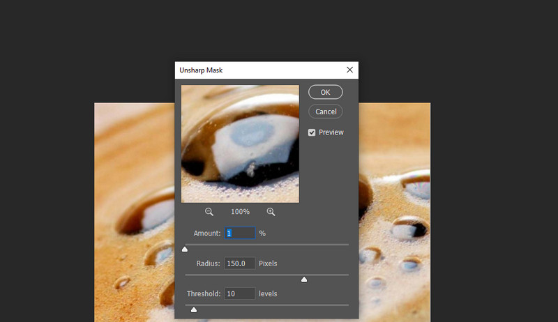 Einstellungen für Unscharf maskieren anpassen