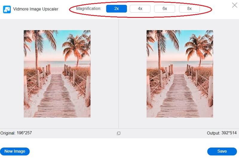 Vergrößerung wählen