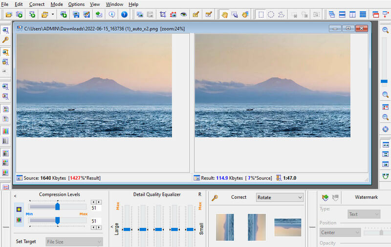 JPEG Compressor‑Oberfläche