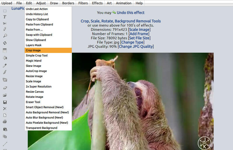 Zuschneideoption auswählen