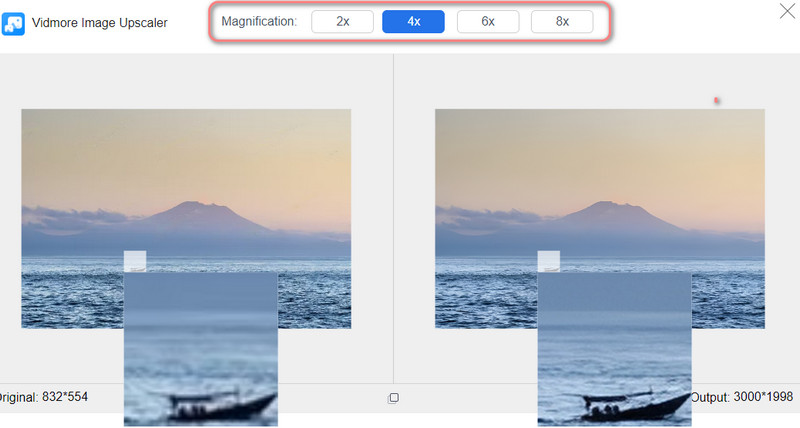 Vergrößerungsfaktor auswählen