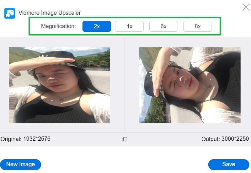 Vergrößerung festlegen