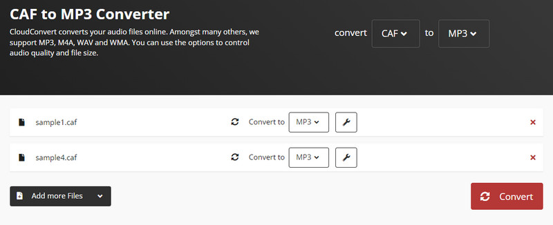 CloudConvert-Tool-Oberfläche