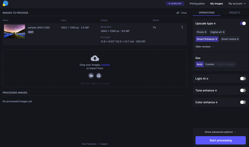 Let’s-Enhance-Oberfläche