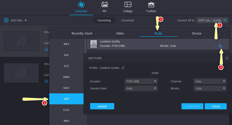 Ausgabeformat auswählen