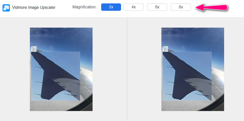 Vergrößerungsfaktor wählen