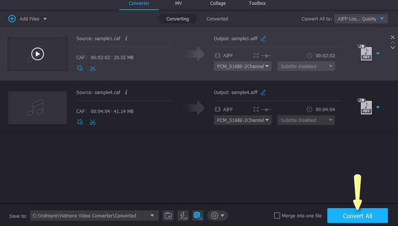 Konvertierungsvorgang starten