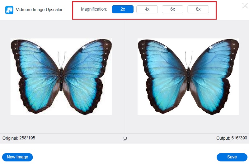 Vergrößerung wählen