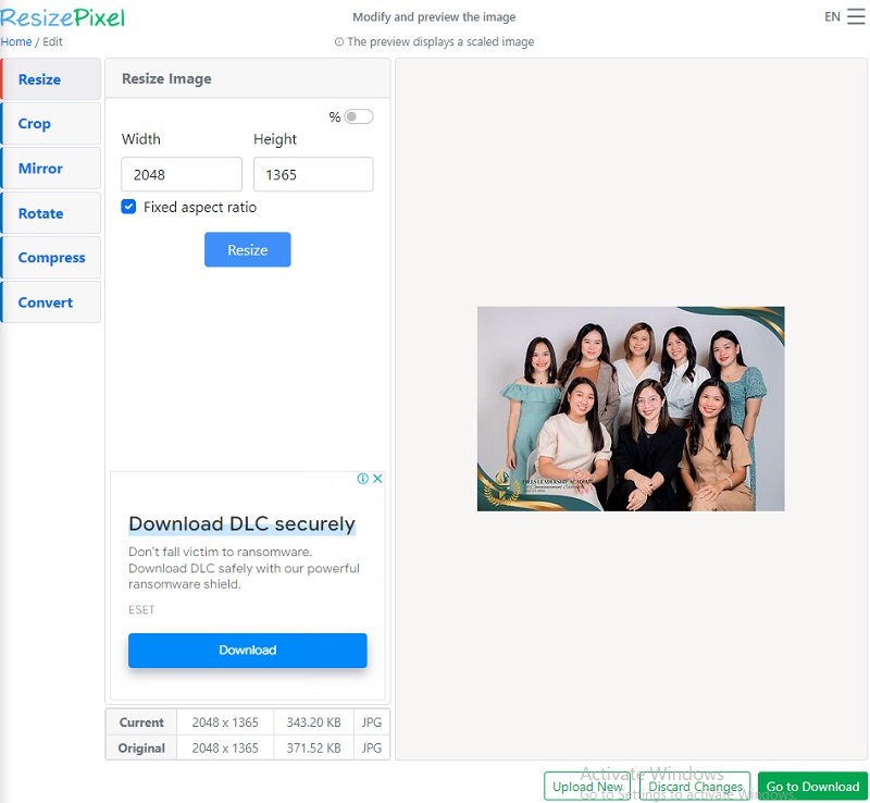Bildgröße ändern ResizePixel