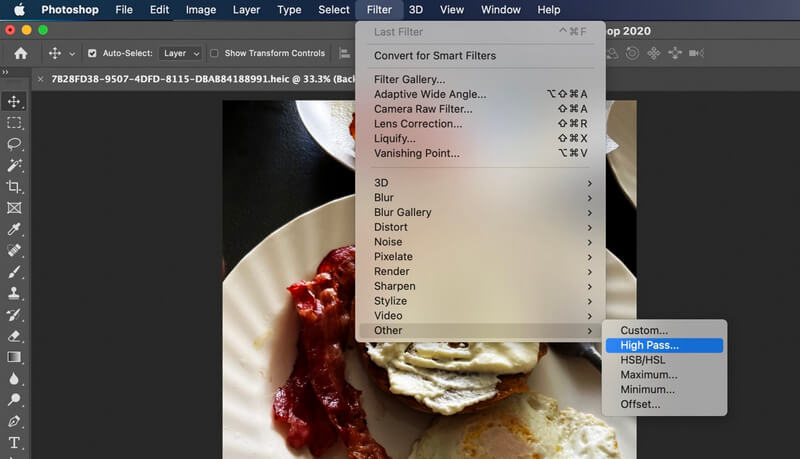 Hochpass-Filter aufrufen