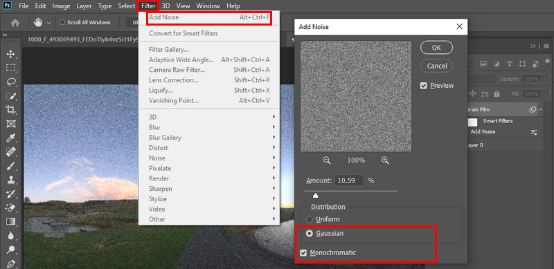 Rauschfilter hinzufügen